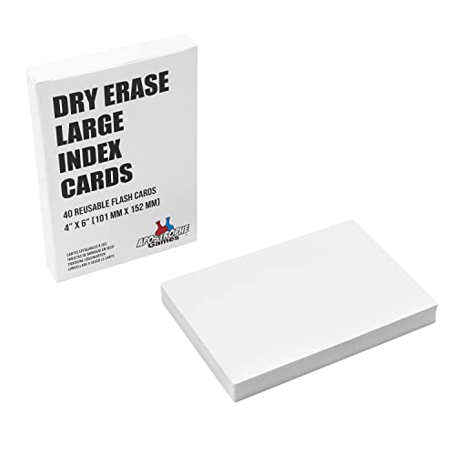 Large Dry Erase Index Cards – 40pcs Laminated Cards Blank w/Box – Reusable Dry Erase Note Cards for School, Work, Housework, to Do Lists – Practical Index Card Sheets – 4 x 6-inch