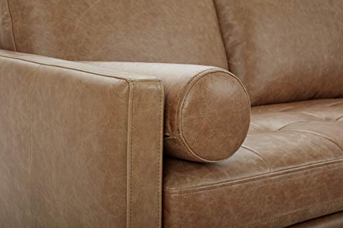 Amazon Brand – Rivet Aiden Mid-Century Modern Reversible Sectional Sofa (86") - Cognac Leather