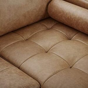 Amazon Brand – Rivet Aiden Mid-Century Modern Reversible Sectional Sofa (86") - Cognac Leather