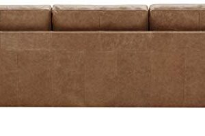 Amazon Brand – Rivet Aiden Mid-Century Modern Reversible Sectional Sofa (86") - Cognac Leather