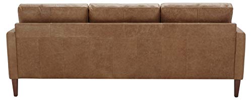 Amazon Brand – Rivet Aiden Mid-Century Modern Reversible Sectional Sofa (86") - Cognac Leather