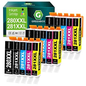 greenbox compatible ink cartridge replacement for canon 280 281 pgi-280xxl cli-281xxl for canon pixma tr7520 tr8520 ts9120 ts6120 ts6220 ts8120 ts8220 ts9520 ts9521 printer (15 pack)