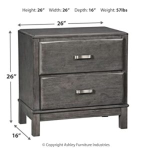 Signature Design by Ashley Caitbrook Contemporary 2 Drawer Nightstand with Dovetail Construction, Weathered Gray