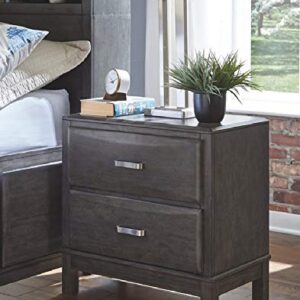 Signature Design by Ashley Caitbrook Contemporary 2 Drawer Nightstand with Dovetail Construction, Weathered Gray