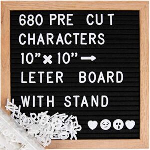 abell felt letter board include 680 pre-cut letters, 10x10 inches message changeable board for farmhouse office rustic home decor