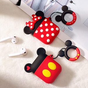 AKXOMY Compatible with Airpods Case Cover, Cute Cartoon Minnie Mouse Airpods Case, Charging Drop-Proof Soft Silicone Protective Cover Case for Girls Women Kids Airpods 2 & 1 (Minnie)