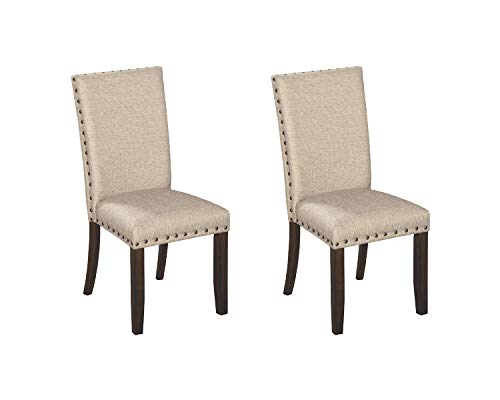 Signature Design by Ashley Rokane Dining Room Upholstered Chair Set of 2, Beige