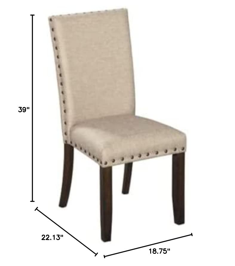 Signature Design by Ashley Rokane Dining Room Upholstered Chair Set of 2, Beige