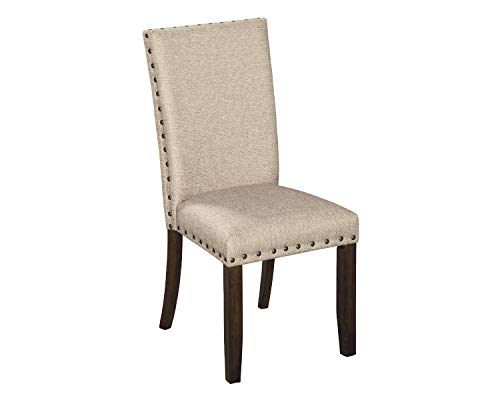 Signature Design by Ashley Rokane Dining Room Upholstered Chair Set of 2, Beige