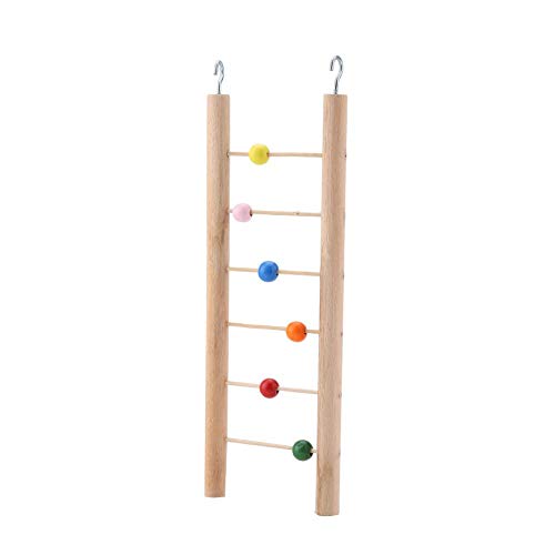 Parrot Ladder, Wooden 6 Ladder Climbing Toy Hanging Swing for Bird Parrot Parakeet Cockatiel Macaw African Grey Cockatoo Lovebird Finch(Beads) Ladders