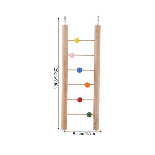 Parrot Ladder, Wooden 6 Ladder Climbing Toy Hanging Swing for Bird Parrot Parakeet Cockatiel Macaw African Grey Cockatoo Lovebird Finch(Beads) Ladders