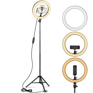 ring light 10" with 67" extended tripod stand & phone holder for youtube video, camera led ring light for streaming, makeup, selfie photography compatible with iphone android