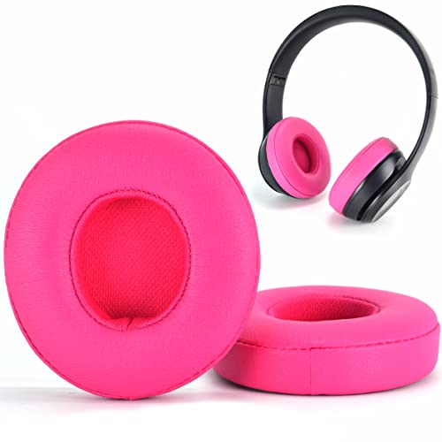 Solo3 Solo2 Earpads Replacement Ear Cushion Ear Pads for Solo 3.0 Wireless, Solo 2.0 Wireless On-Ear Headphone,3M Stronger Adhesive, Softer Leather, Noise Isolation Foam (Pink)