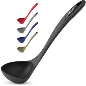 zulay soup ladle spoon with comfortable grip - cooking and serving spoon for soup, chili, gravy, salad dressing and pancake batter - large nylon scoop & soup ladel great for canning and pouring