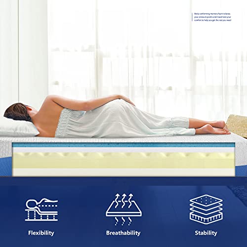 Olee Sleep Aquarius 10-Inch Memory Foam Mattress Blue Queen