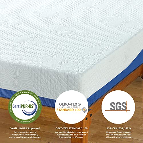 Olee Sleep Aquarius 10-Inch Memory Foam Mattress Blue Queen