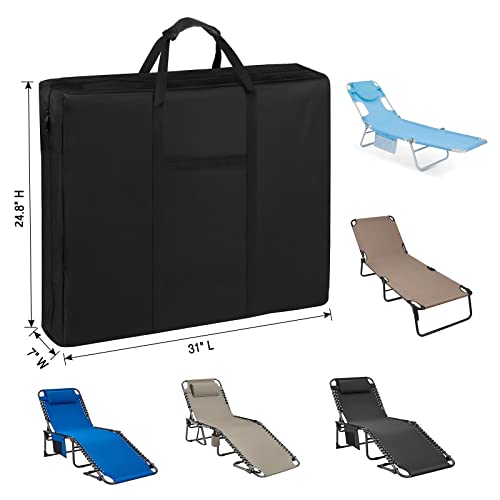 Guisong Folding Lounge Chair Storage Bag, 600D Heavy Duty Carry Bag/Carrying Case for Folding Chaise Lounge Chair for Outdoor-31" x 7" x 24.8"