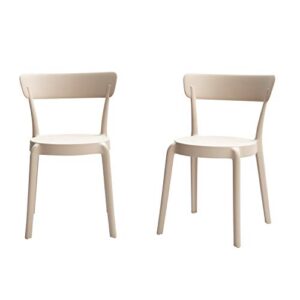amazon basics beige, armless bistro dining chair-set of 2, premium plastic
