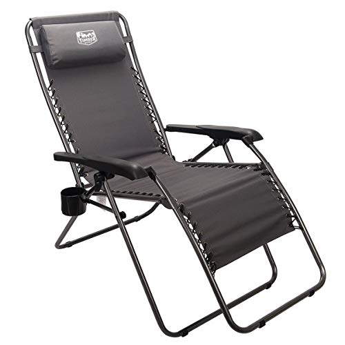 Timber Ridge Zero Gravity Chair Locking Lounge Recliner for Outdoor Beach Patio Camping Support 300lbs, Gray