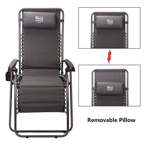 Timber Ridge Zero Gravity Chair Locking Lounge Recliner for Outdoor Beach Patio Camping Support 300lbs, Gray