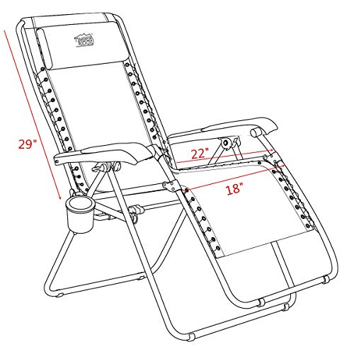 Timber Ridge Zero Gravity Chair Locking Lounge Recliner for Outdoor Beach Patio Camping Support 300lbs, Gray