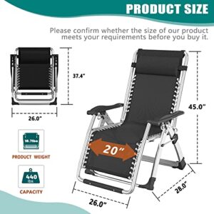 Zero Gravity Chair, Lawn Recliner, Reclining Patio Lounger Chair, Folding Portable Chaise with Detachable Soft Cushion, Cup Holder, Headrest