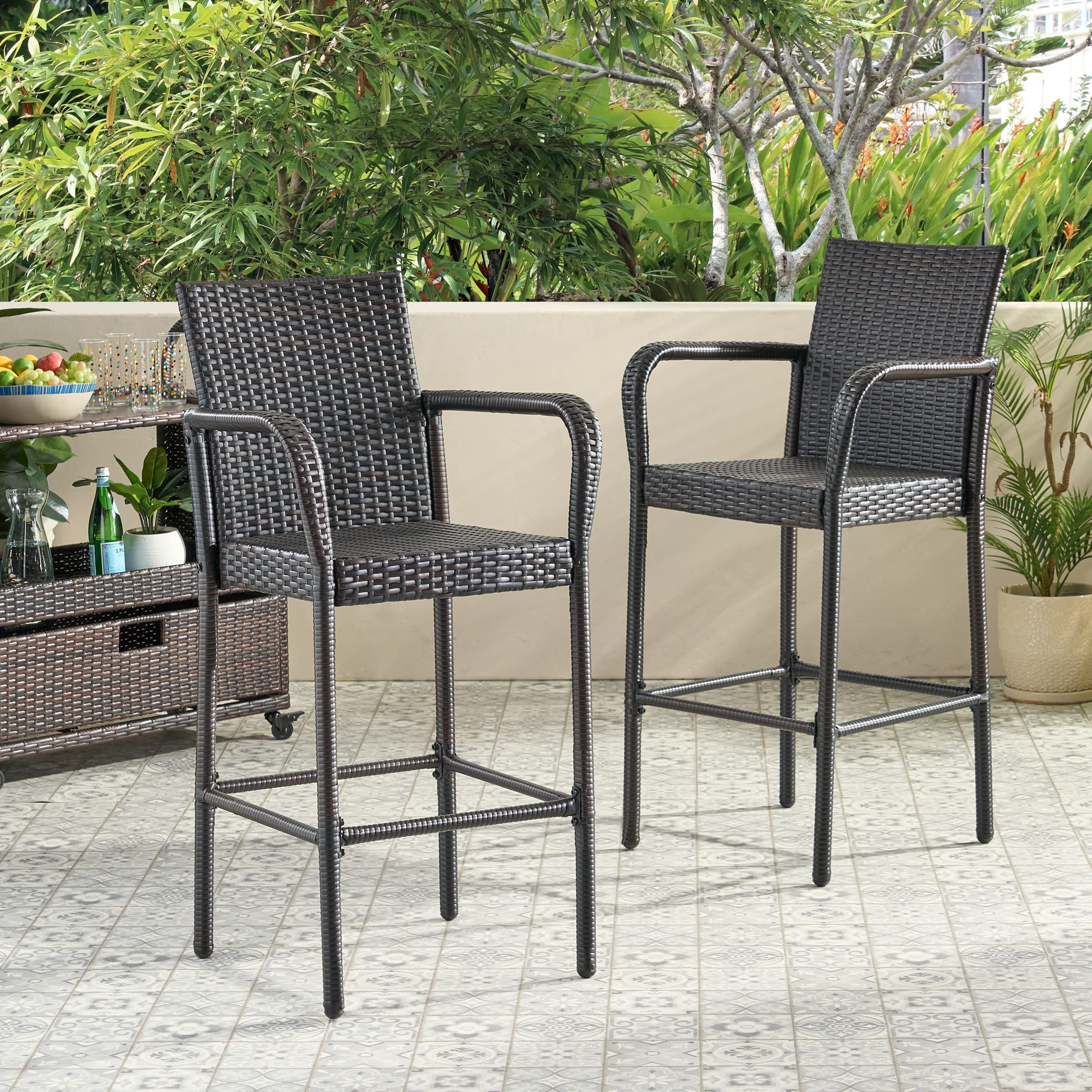 Christopher Knight Home Stewart Outdoor Bar Stool, Set of 2, Brown