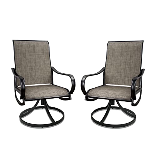 MEOOEM Patio Dining Swivel Chairs Set of 2 Outdoor Rocker Chairs with Mesh Fabric, Weather Resistant Furniture for Garden