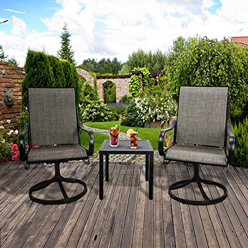 MEOOEM Patio Dining Swivel Chairs Set of 2 Outdoor Rocker Chairs with Mesh Fabric, Weather Resistant Furniture for Garden