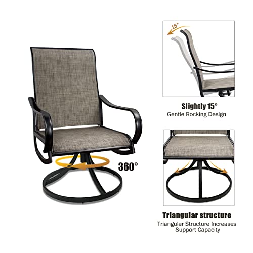 MEOOEM Patio Dining Swivel Chairs Set of 2 Outdoor Rocker Chairs with Mesh Fabric, Weather Resistant Furniture for Garden