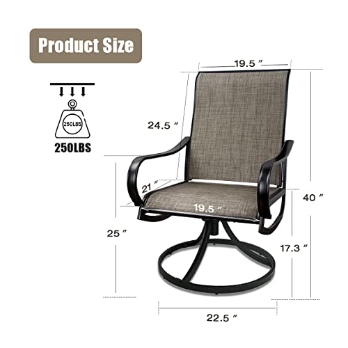 MEOOEM Patio Dining Swivel Chairs Set of 2 Outdoor Rocker Chairs with Mesh Fabric, Weather Resistant Furniture for Garden