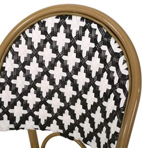 Christopher Knight Home Anastasia Outdoor French Bistro Chair (Set of 2), Black + White + Bamboo Print Finish