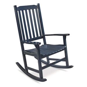 castlecreek oversized wooden rocking chair, camping rustic wood rocker chair for patio, porch, living room, indoor and outdoor, heavy-duty 400 lb capacity, navy