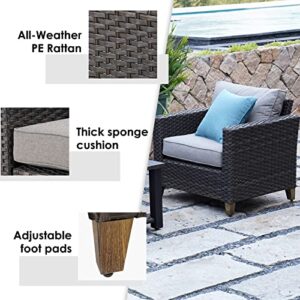 Grand patio Outdoor Furniture, Patio Wicker Sectional Sofa Modular Furniture Set Single Sofa with Thick Cushions and Steel Frame for Deck Porch Poolside Garden (Single Sofa)