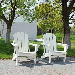 Jovilife Adirondack Chair with Cup Hold, Lawn Furniture Porch Resin Chair,HDPE Plastic Deck Chair 350 lbs Heavy Duty, Lawn Furniture,Garden,Backyard,Weather Resistant White