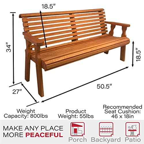 Amish Heavy Duty 800 Lb Roll Back Pressure Treated Garden Bench (4 Foot, Cedar Stain)