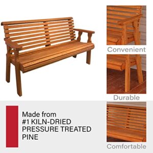 Amish Heavy Duty 800 Lb Roll Back Pressure Treated Garden Bench (4 Foot, Cedar Stain)