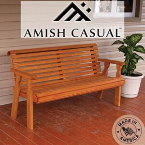 Amish Heavy Duty 800 Lb Roll Back Pressure Treated Garden Bench (4 Foot, Cedar Stain)