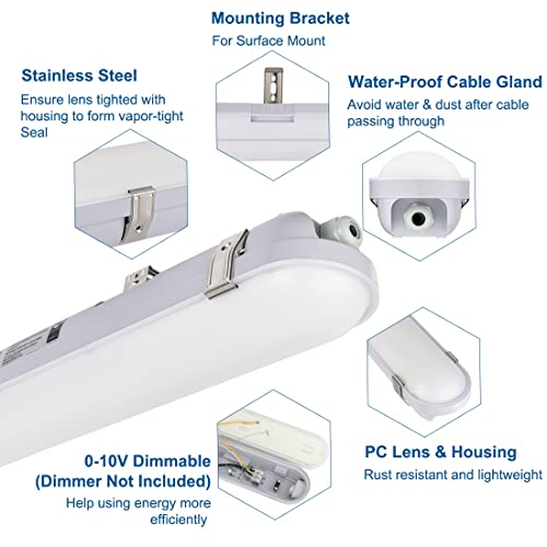 DAKASON 1-Pack LED Vapor Tight Light 40W (80W Eq.) 4200lm, 4FT Waterproof Shop Light 5000K IP65 100-277V LED Vapor Proof Fixture for Indoor or Outdoor Parking Garage Car Wash Warehouse UL Listed