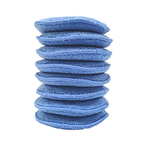 Polyte Microfiber Detailing Wax Applicator Pad, 8 Pack (Blue, 5 in)