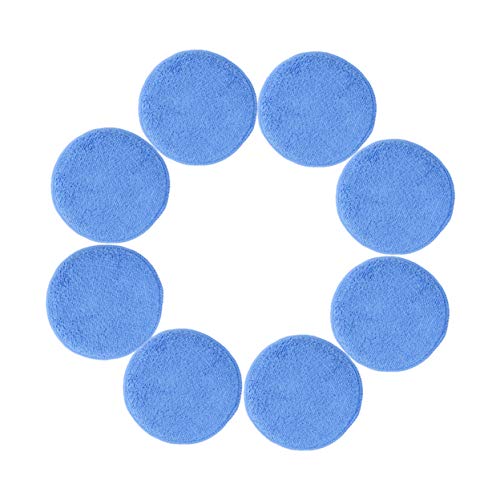 Polyte Microfiber Detailing Wax Applicator Pad, 8 Pack (Blue, 5 in)