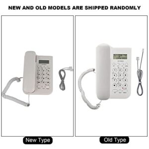 Corded Phone with Caller ID Display, Home Hotel Wired Desktop Phone Office Landline Telephone, Retro Classical Telephone Landline, Big Button, FSK/DTMF Dual System(White)