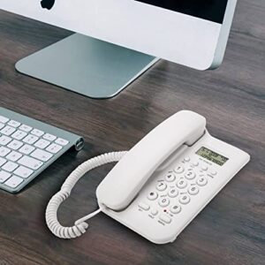 Corded Phone with Caller ID Display, Home Hotel Wired Desktop Phone Office Landline Telephone, Retro Classical Telephone Landline, Big Button, FSK/DTMF Dual System(White)