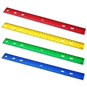 Chuangdi 20 Pieces 12 Inch Plastic Rulers, Straight Ruler Office Rulers School Rulers (4 Colors)