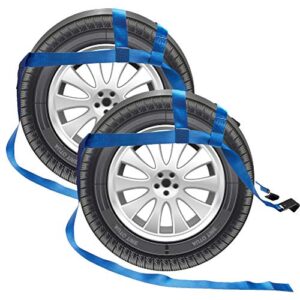 bang4buck 2 pieces 17" to 21" rim car rachet tow dolly basket straps adjustable racing rally dolly wheel net with hooks