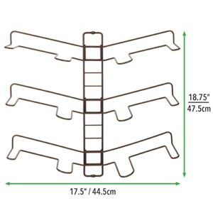 mDesign Modern Metal Shoe Organizer Display & Storage Shelf Rack - Adjustable Shelves Hang & Store Kicks, Running, Basketball, Trainers, Tennis Shoes - 3 Tier, Wall Mount - Holds 6 Shoes - Bronze