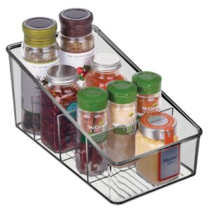 mDesign Plastic Food Packet Organizer Bin - Storage Station for Kitchen, Pantry - Holder for Spice Pouch, Dressing Mix, Sauce, Hot Chocolate, Tea, Sugar Packets, Ligne Collection - Smoke Gray