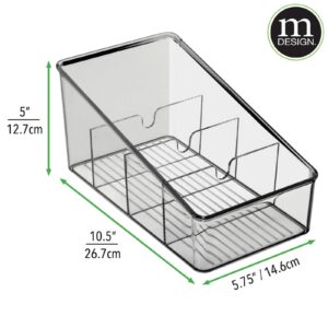 mDesign Plastic Food Packet Organizer Bin - Storage Station for Kitchen, Pantry - Holder for Spice Pouch, Dressing Mix, Sauce, Hot Chocolate, Tea, Sugar Packets, Ligne Collection - Smoke Gray