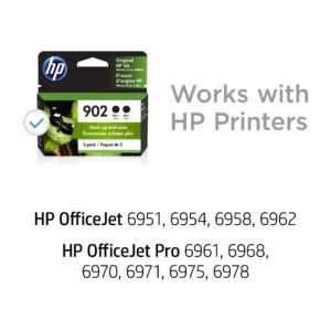 HP 902 | 2 Ink Cartridges | Black | Works with HP OfficeJet 6900 Series, HP OfficeJet Pro 6900 Series | 3YN96AN