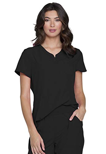 HeartSoul Break On Through Women Scrubs Top V-Neck HS710, S, Black